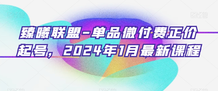臻曦联盟-单品微付费正价起号,2024年1月最新课程插图 臻曦联盟-单品微付费正价起号,2024年1月最新课程