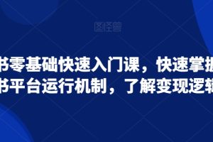 小红书零基础快速入门课，快速掌握小红书平台运行机制，了解变现逻辑