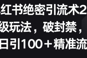小红书绝密引流术2.0升级玩法，破封禁，轻松日引100+精准流量【揭秘】