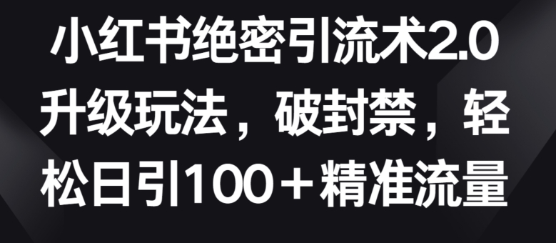 小红书绝密引流术2.0升级玩法,破封禁,轻松日引100+精准流量【揭秘】插图 小红书绝密引流术2.0升级玩法,破封禁,轻松日引100+精准流量【揭秘】