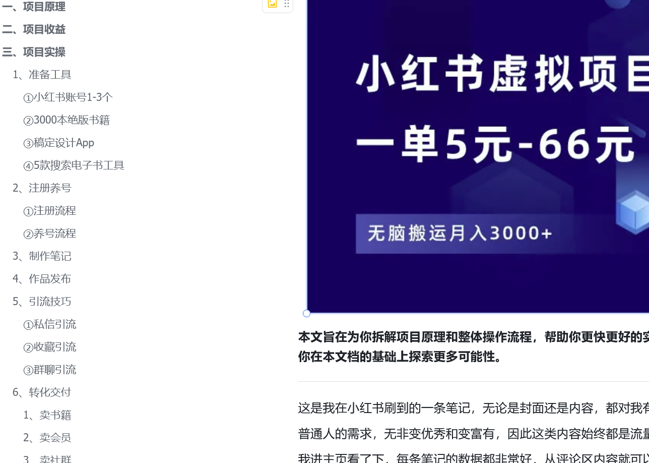 项目拆解丨小红书虚拟卖书项目，一单5元-66元，无脑搬运月入3000+