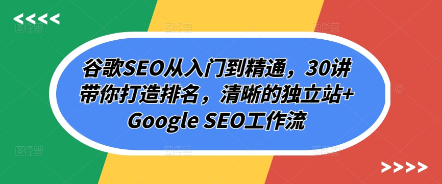 谷歌SEO从入门到精通,30讲带你打造排名,清晰的独立站+Google SEO工作流插图 谷歌SEO从入门到精通,30讲带你打造排名,清晰的独立站+Google SEO工作流