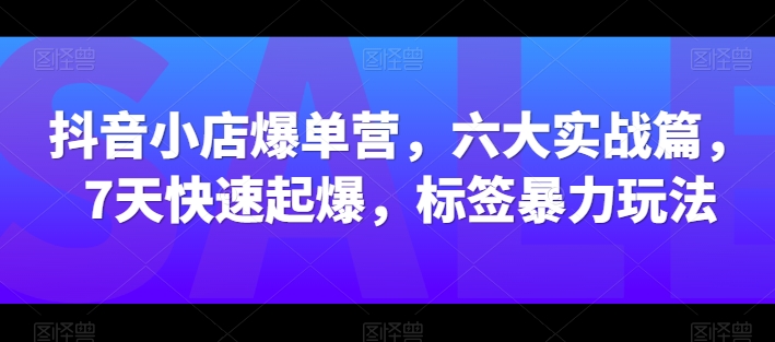 抖音小店爆单营,六大实战篇,7天快速起爆,标签暴力玩法插图 抖音小店爆单营,六大实战篇,7天快速起爆,标签暴力玩法